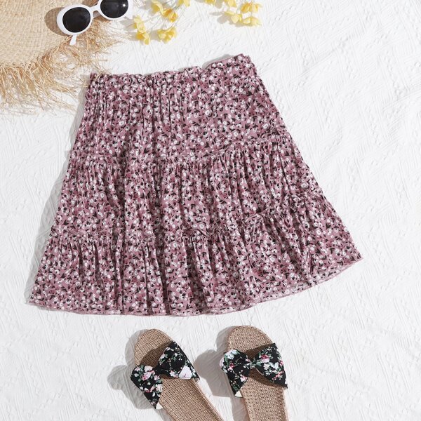

Ditsy Floral Lettuce-Edge Mini Skirt, Multicolor