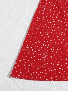 SHEIN VCAY Polka Dot Ruched Bust Dress - Red - View 5