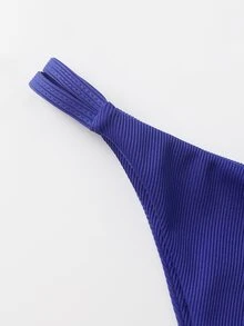 Ribbed Knit Bikini Bottom, For Summer Beach Vacation - Purple - View 3