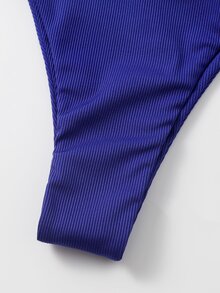 Ribbed Knit Bikini Bottom, For Summer Beach Vacation - Purple - View 4