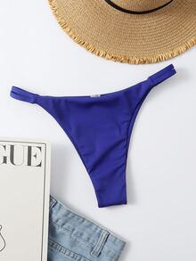 Ribbed Knit Bikini Bottom, For Summer Beach Vacation - Purple - View 5