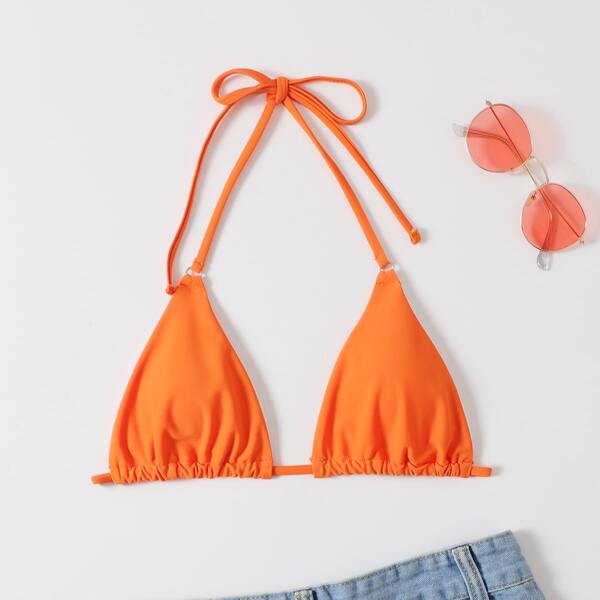 

Halter Triangle Bikini Top, Orange