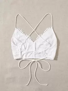 Soleia Lace Up Backless Guipure Lace Cami Top