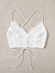 Soleia Lace Up Backless Guipure Lace Cami Top