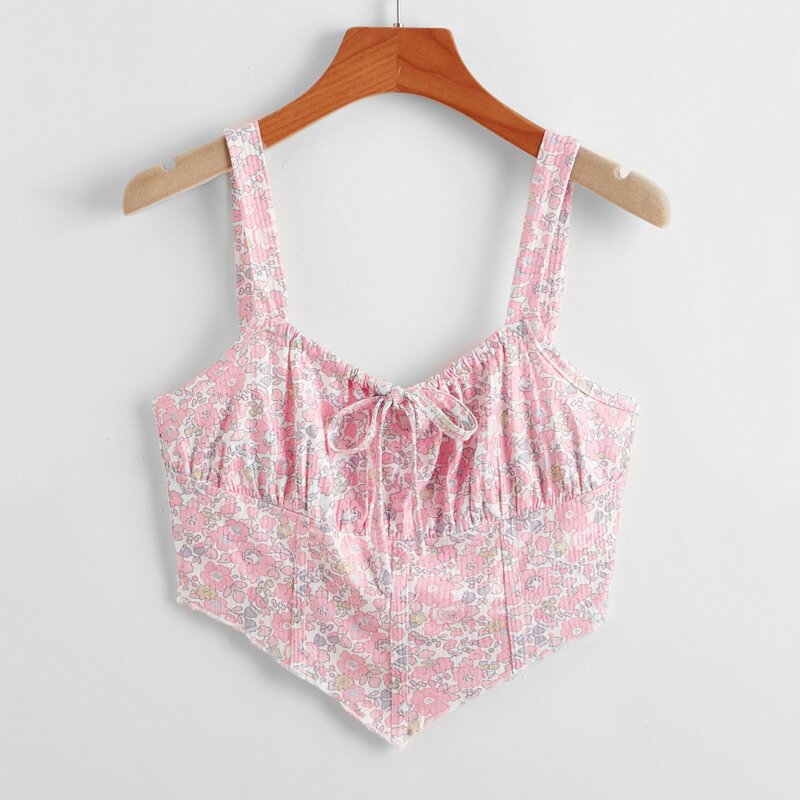 

Ditsy Floral Tie Front Cami, Baby pink