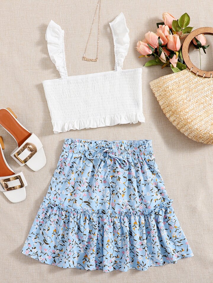 Jupe Courte Shein Jupe Fleurie SHEIN Ensemble Jupe Fleurie Et Top
