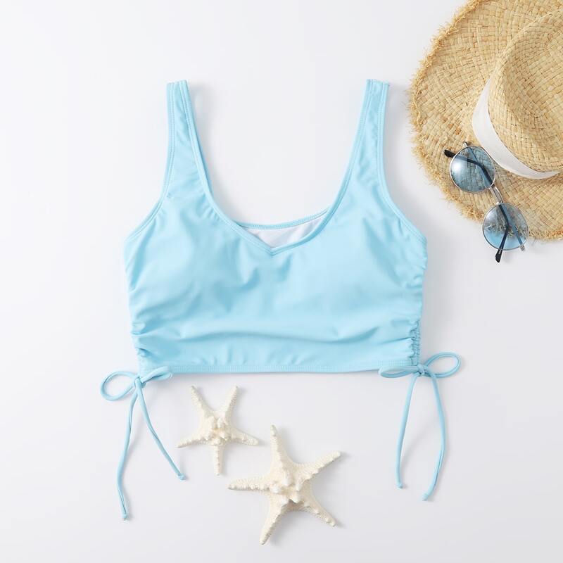

Drawstring Side Bikini Top, Baby blue