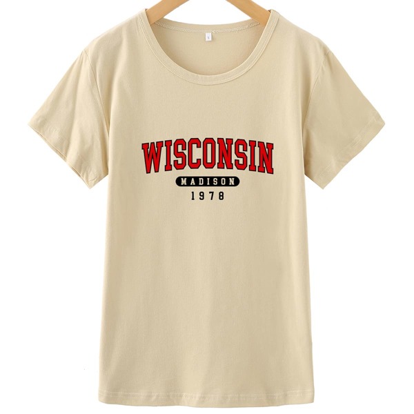 

Letter Graphic Short Sleeve Tee, Apricot