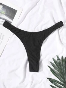 Swim Basics Summer Beach Solid High Cut Bikini Panty - Black - View 3