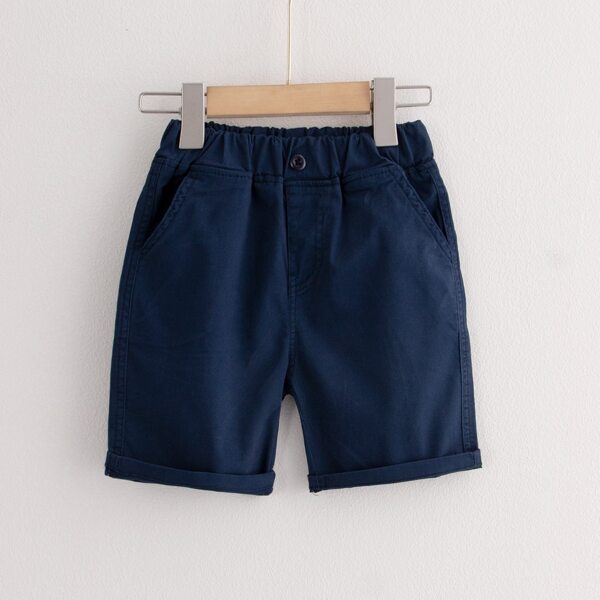 

Toddler Boys Solid Rolled Hem Shorts, Navy blue