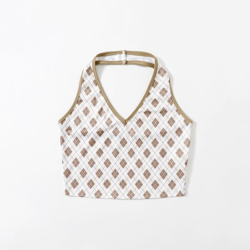 

Argyle Pattern Halter Top, Multicolor