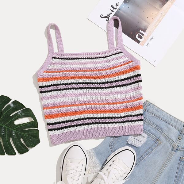 

Plus Striped Cami Knit Top, Multicolor