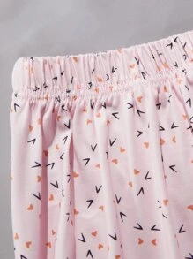 Slogan & Cartoon Graphic Tee & Pants PJ Set / Pajama Set - Multicolor - View 5