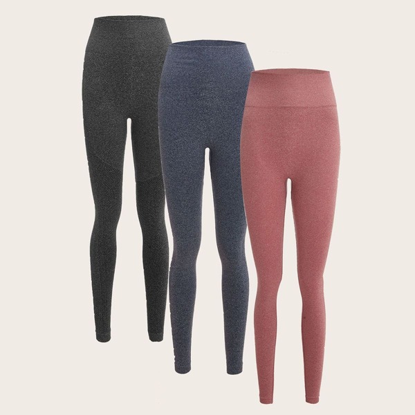 

3 Pack Wide Waistband Seamless Sports Leggings, Multicolor