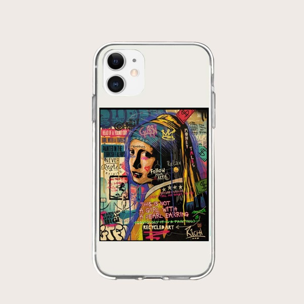 

Girl Pattern Clear Phone Case, Multicolor
