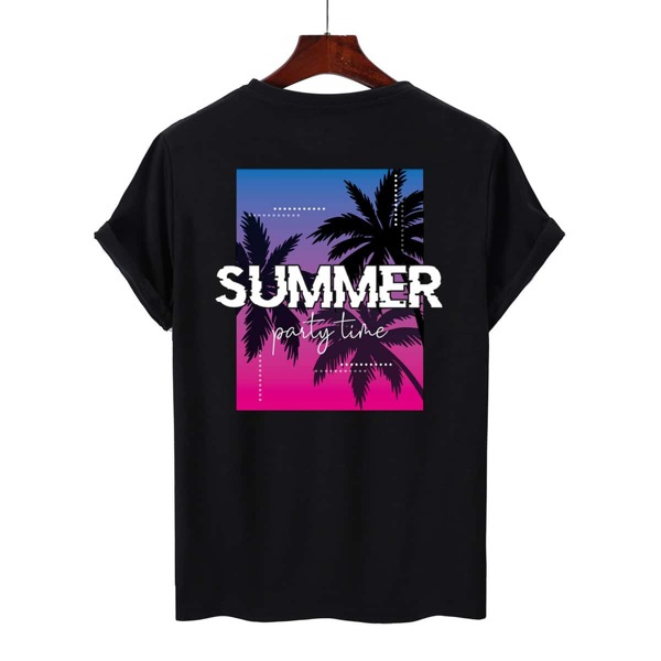 

Men Letter & Tropical Tee, Black