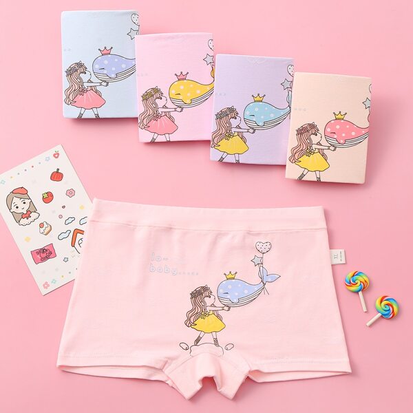 

Girls 5 Pack Cartoon Graphic Shortie Brief, Multicolor