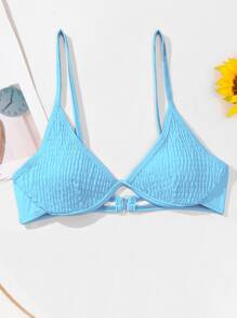 Summer Smocked Underwire Bikini Top - Baby Blue - View 4