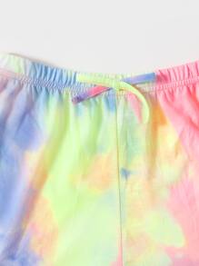 SHEIN 青少年女孩紮染吊帶上衣和短褲套裝