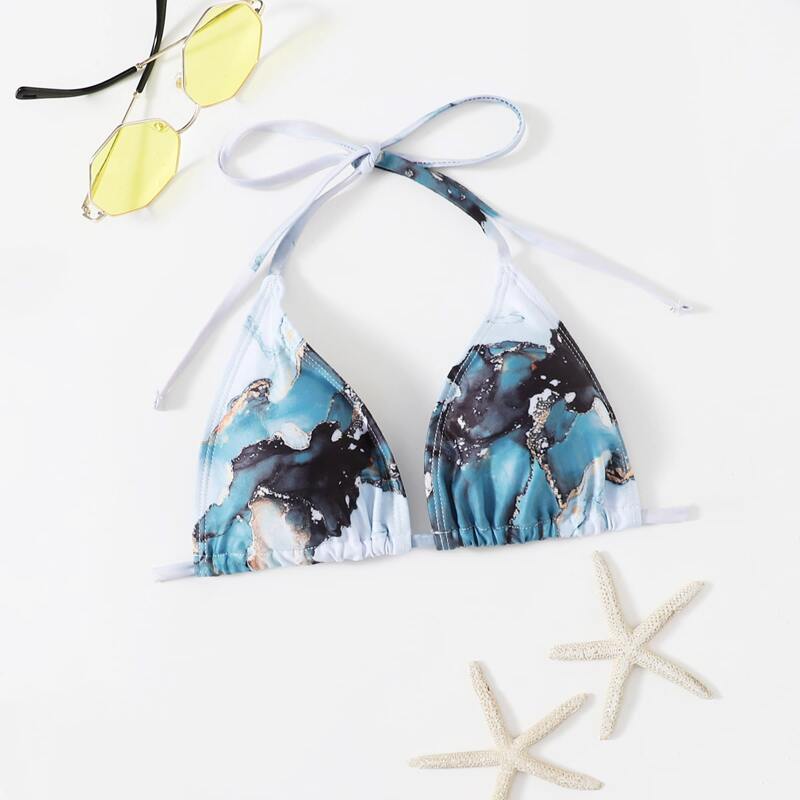 

Marble Print Bikini Top, Multicolor