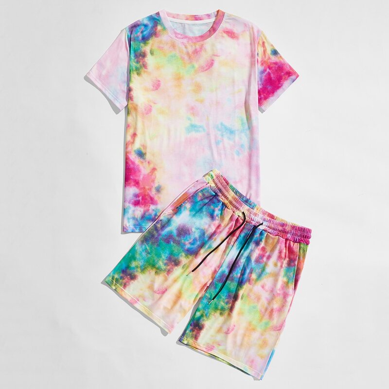 

Guys Tie Dye Tee & Drawstring Shorts, Multicolor