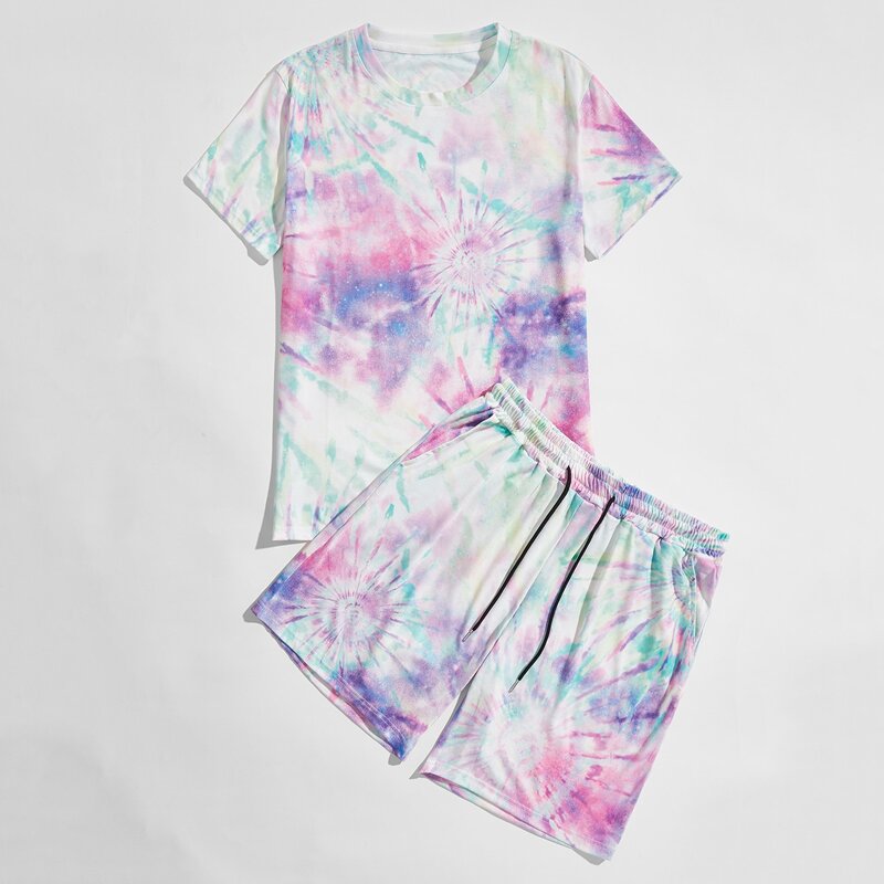 

Guys Tie Dye Tee & Drawstring Shorts, Multicolor