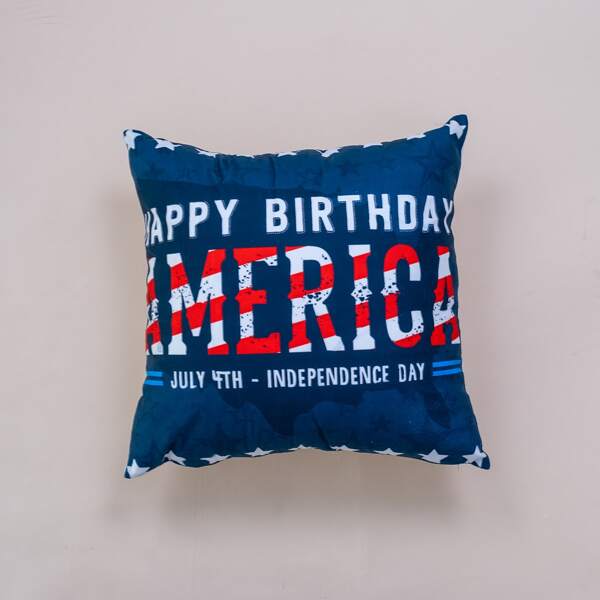 

Slogan Graphic Independence Day Cushion Cover Without Filler, Multicolor