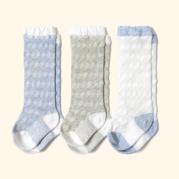 

3pairs Baby Color Block Socks, Multicolor