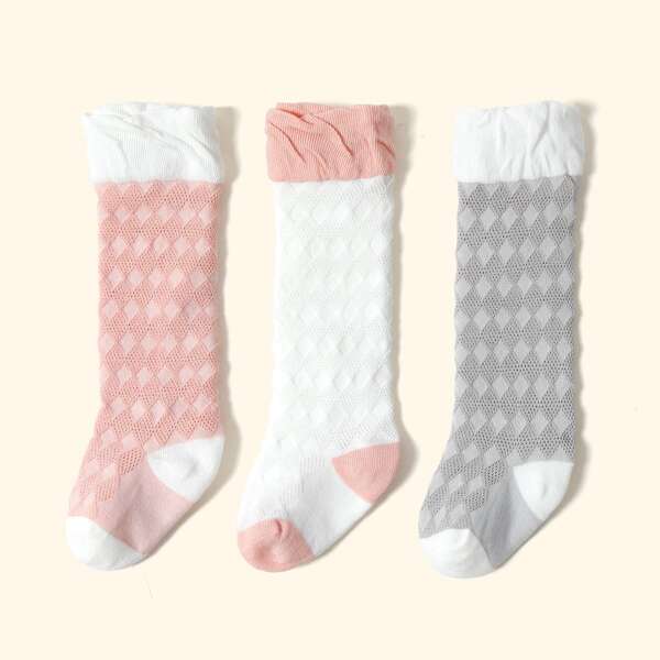 

3pairs Baby Color Block Socks, Multicolor