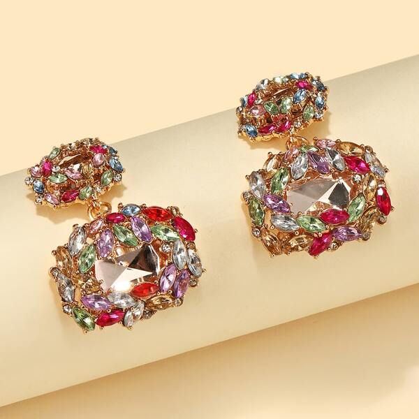 

Rhinestone Decor Drop Earrings, Multicolor