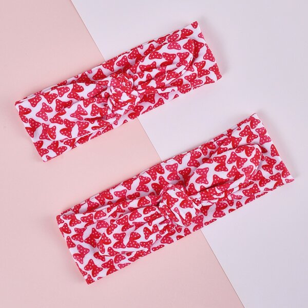 

2pcs Parent-Baby Bow Print Hair Band, Multicolor