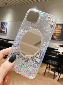 水鑽裝飾鏡子閃亮手機殼 - 無色 - 查看 1