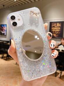 水鑽裝飾鏡子閃亮手機殼 - 無色 - 查看 2