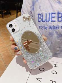 水鑽裝飾鏡子閃亮手機殼 - 無色 - 查看 4