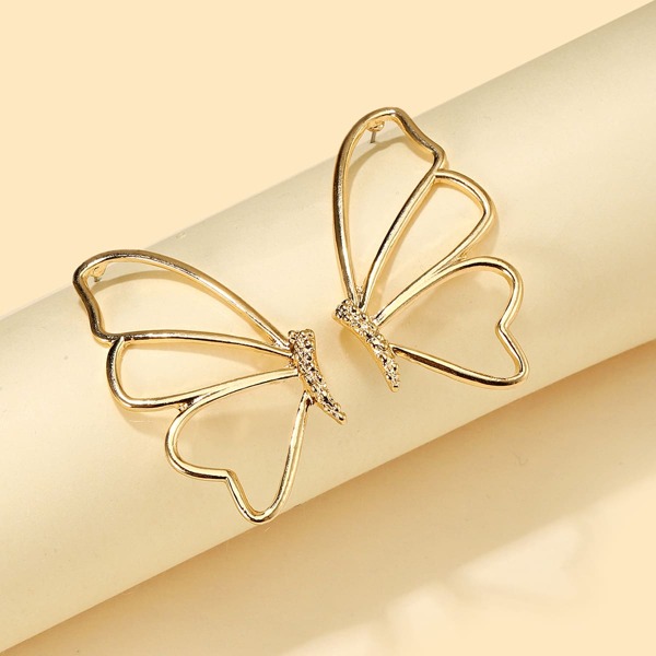 

Butterfly Decor Stud Earrings, Gold