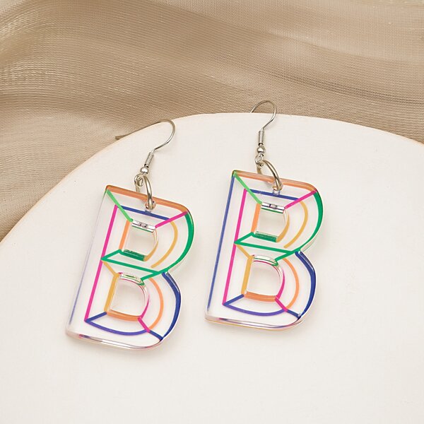 

Letter Decor Drop Earrings, Multicolor