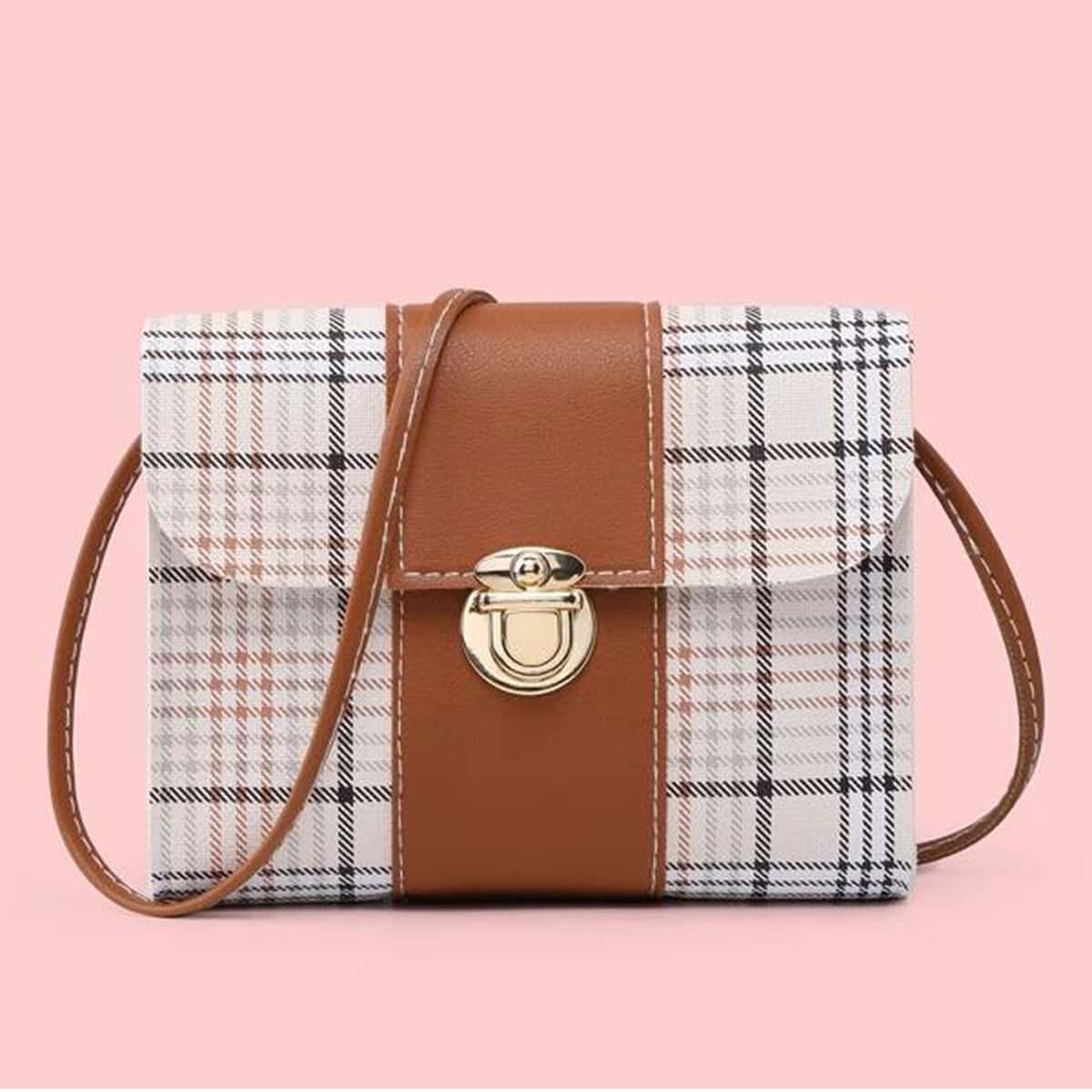 

Plaid Crossbody Bag, Brown