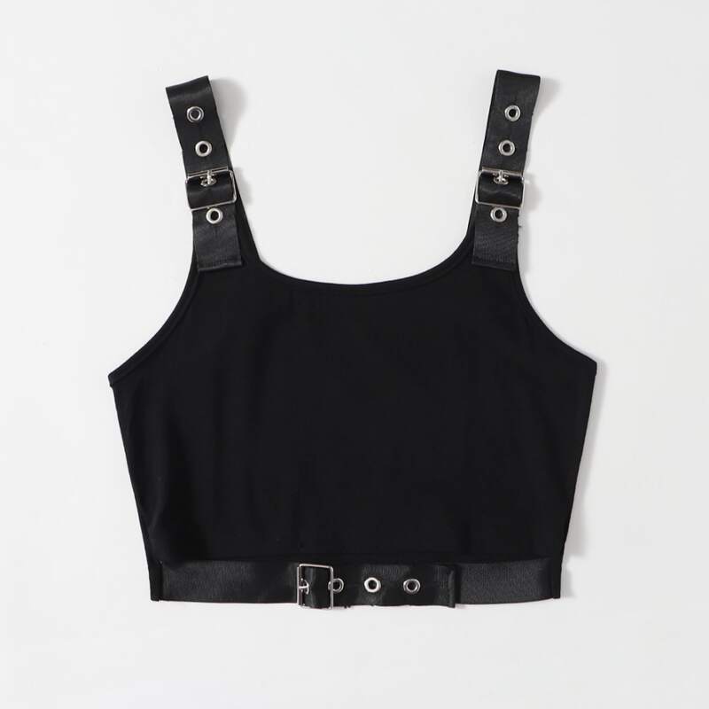 

Grommet Eyelet Crop Cami, Black
