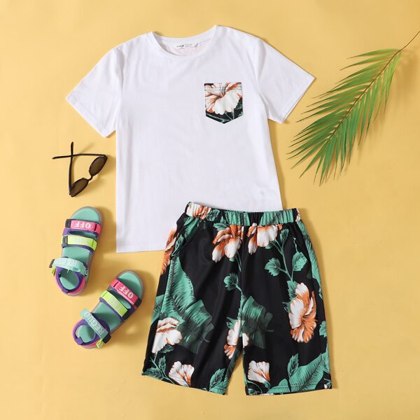 

Boys Tropical Print Tee And Shorts Set, Multicolor