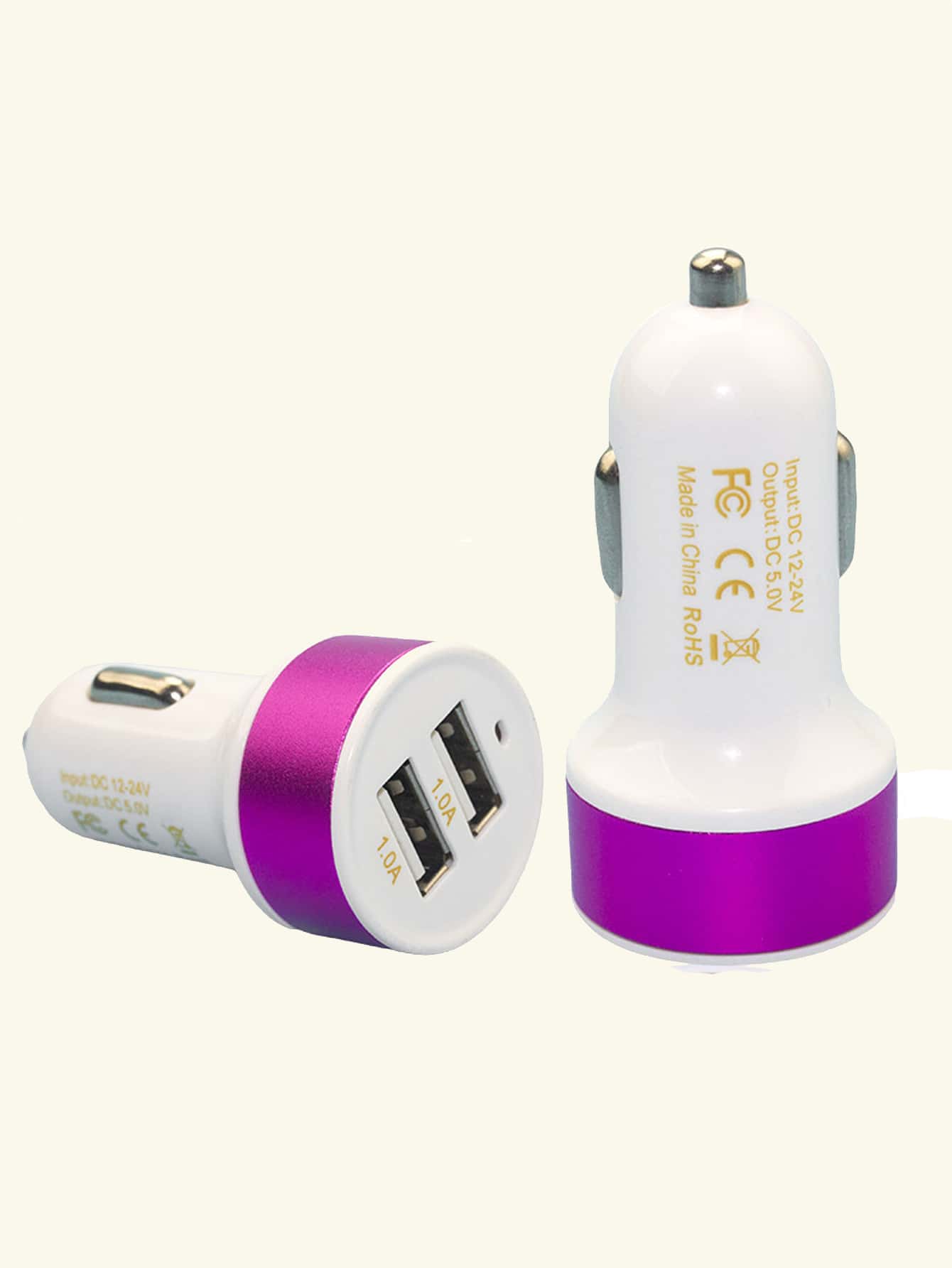Cargador de coche con puerto USB - Rosa - Ver 1