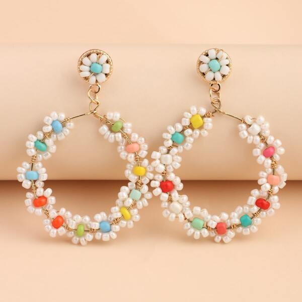 

Girls Beaded Drop Earrings, Multicolor