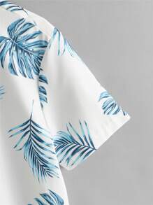 SHEIN Camisa con estampado tropical con botón - Blanco - Ver 4