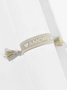 Brazalete con bordado de letra - Marrón - Ver 2