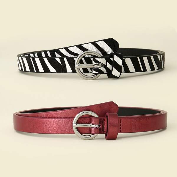 

2pcs Zebra Striped Belt, Multicolor