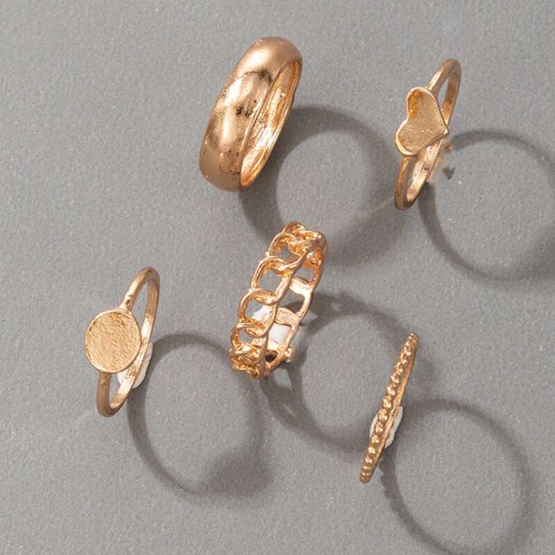 

5pcs Geo Decor Ring, Gold