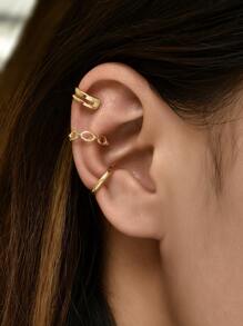 3pcs Hollow Out Ear Cuff - Yellow Gold - View 1