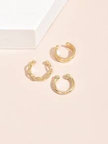 3pcs Hollow Out Ear Cuff - Yellow Gold - View 2