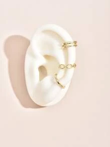 3pcs Hollow Out Ear Cuff - Yellow Gold - View 3