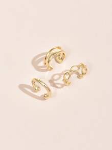 3pcs Hollow Out Ear Cuff - Yellow Gold - View 4