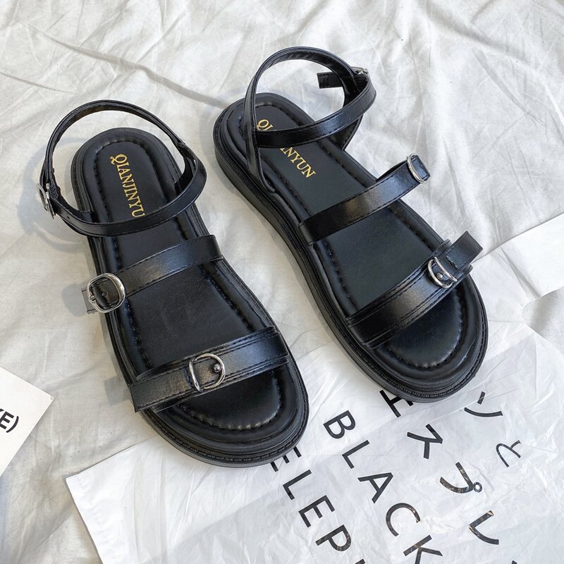 

Buckle Ankle Strap Sandals, Black